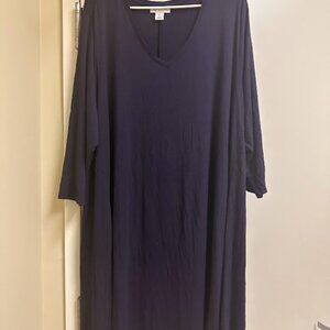 S78 - Style & Co Swing Dress Purple 3 4 Sleeves 3x 22 24